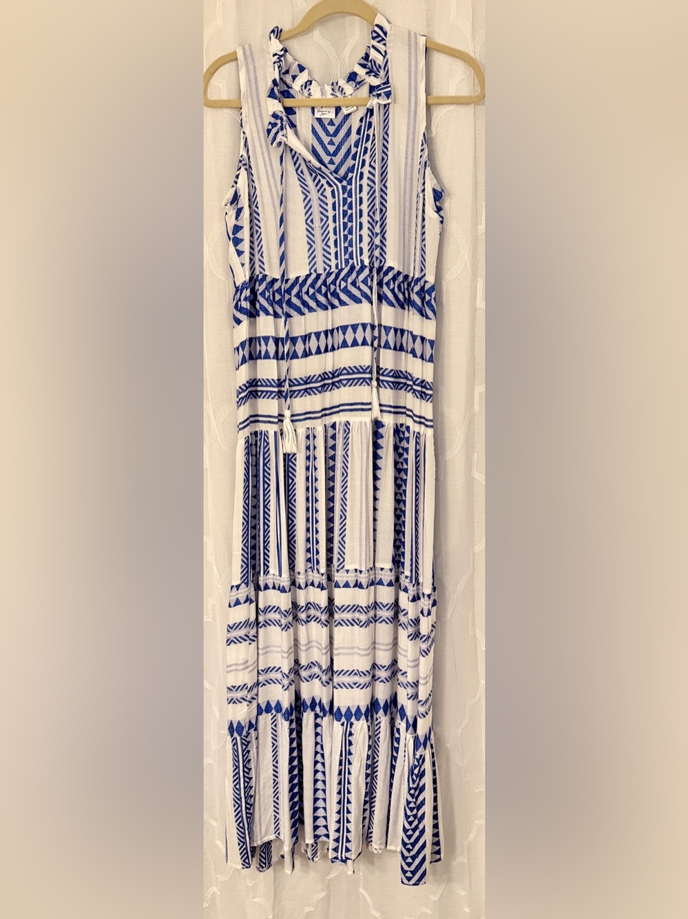 Goa Beachwear by Japna Blue & White Boho Maxi Dress Size Small